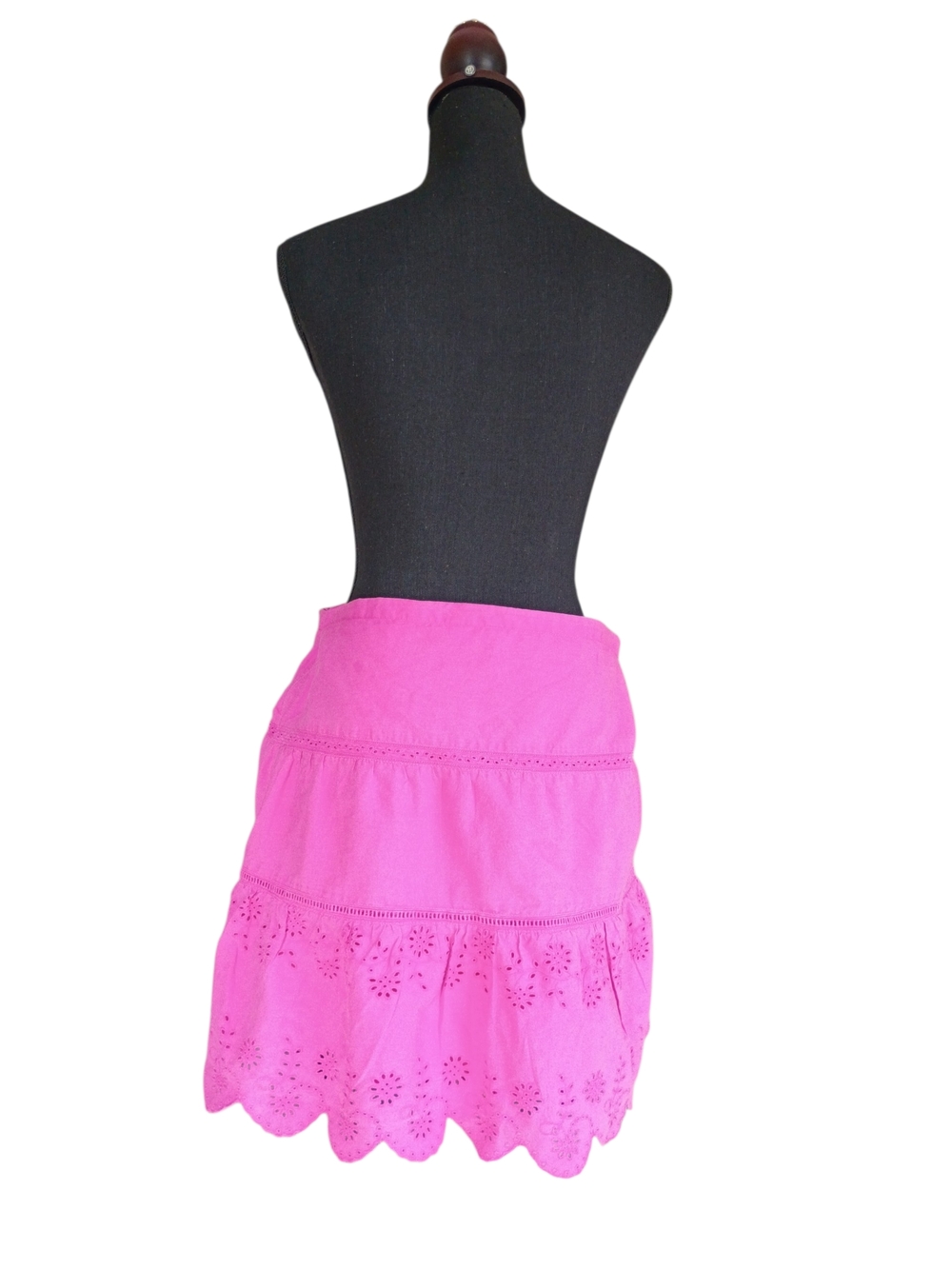 American Eagle Outfitters Hot Pink Tiered Eyelet Mini Skirt - Picture 5 of 10